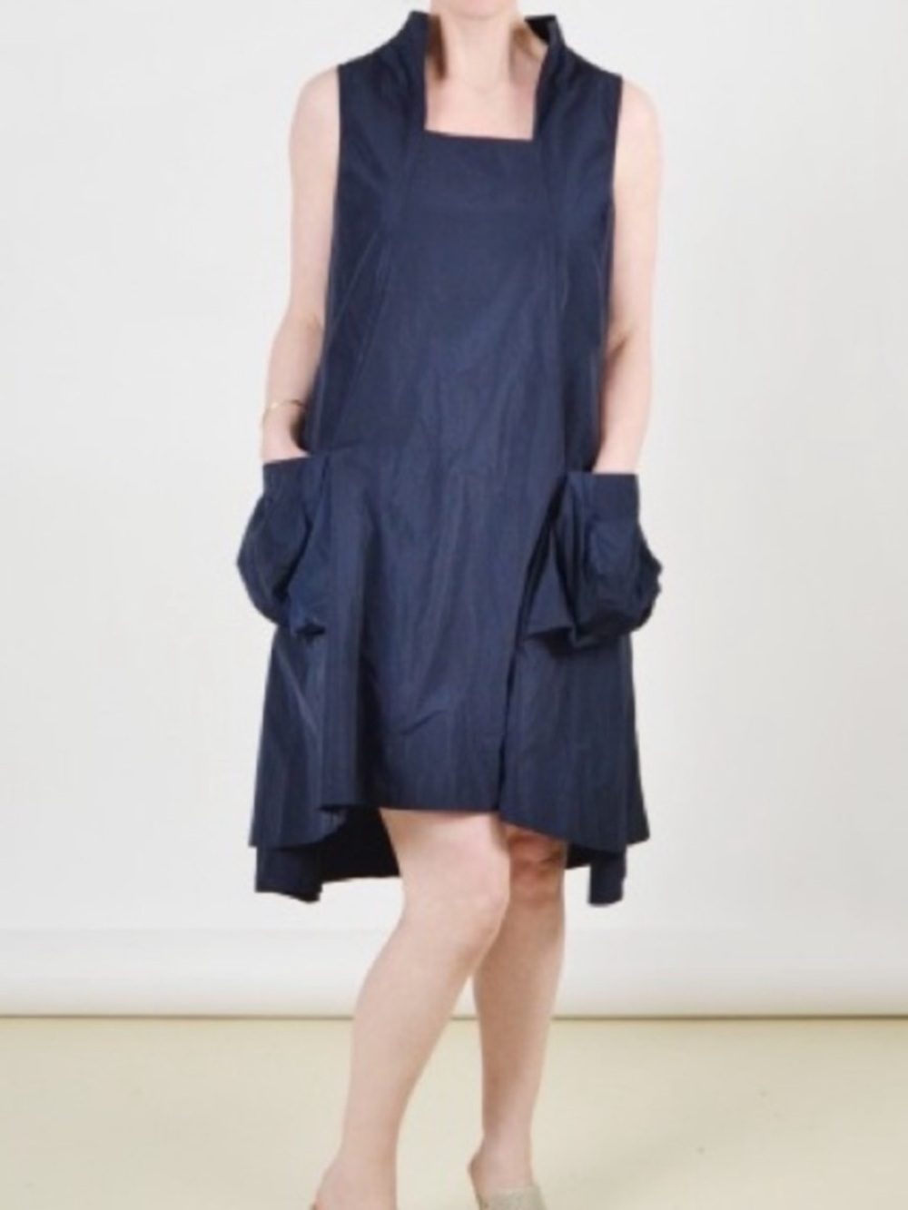 Sun Kim Dress Navy Exposed Zipper XS